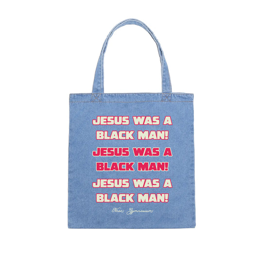 Black Jesus Denim Tote Bag
