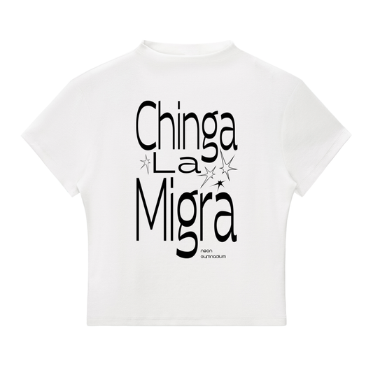 Chinga La Migra Mock Neck Baby Tee